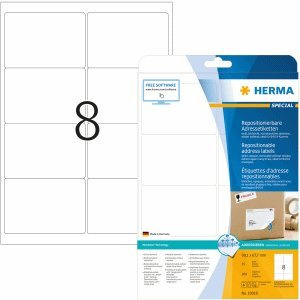 HERMA Etiketten weiß Movables/ablösbar 99,1x67,7mm Special A4 VE=200 St