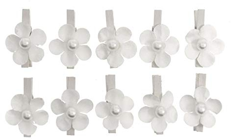 Pinces à linge Mini Fleur avec perle 10pk