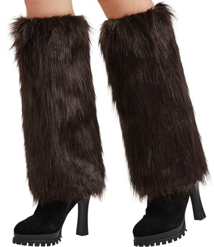 Nanxson Damen Stulpen Lange Furry Fuzzy Beinwärmer Plüsch Leg Warmers | Strümpfe Beinlinge für Frauen Mädchen,Winter Wärme Fur Boot Covers,für 80er Party,Cosplay,Halloween Kostüme,Weihnachten