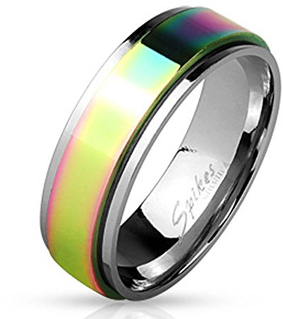 beyoutifulthings funkelnder Regenbogen Band-Ring Chirurgenstahl 316L Verlobungs-Ring Partner-Ring Trau-Ring 47(15)-69(22)