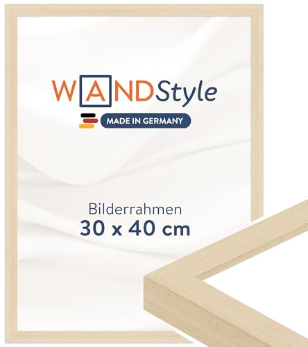 WANDStyle Bilderrahmen 30x40 Natur, moderner Bilderrahmen Holz 30x40 cm | Hochwertiger Holzbilderrahmen, Posterrahmen zum Aufhängen, Rahmen 40x30 cm, Fotorahmen H950 - Made in Germany