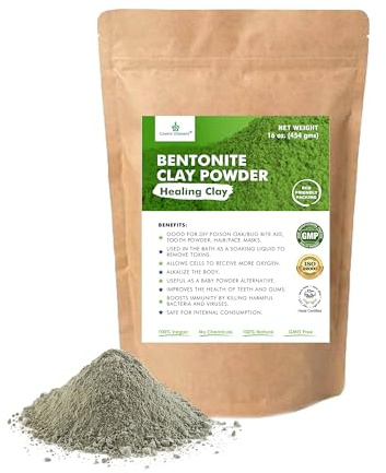 Cosmic Element 100% Pure Calcium Bentonite Clay Powder - Bentonite Clay Food Grade, Vegan, Healing Clay | Skin Care Detox - Deep Pore Cleansing Face & Body Mask for Soft, Smooth, Refreshed Skin | 16oz