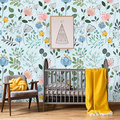 Removable Wallpaper | Peel and Stick Vintage Flower Wallpaper | Self Adhesive Floral Wallpaper | Colorful Wallpaper (Sample 12 W x 8 H)
