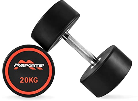MSPORTS Rundhantel Premium 2er Set | Gummi Kurzhantel Beschichtung 2,5-50 kg | Griff verchromt und gerändelt | Verschiedene Gewichtsvarianten Hantel