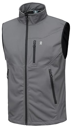 Little Donkey Andy Gilet leggero Softshell da uomo, giacca senza maniche antivento per viaggi, escursionismo, corsa, golf, grigio S
