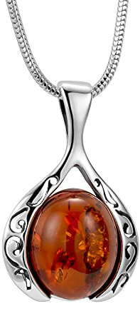 Copal Collier Femme Avec Pendentif En Ambre En Argent 925 Longueur Réglable