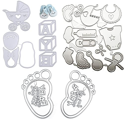 Canzoon Stansstenciler baby 2022 nya 3 st silver präglingsstenciler stansmaskin stämpelmall jul för gör-det-själv scrapbooking babytillbehör stansmall stansning stenciler präglingsmallar