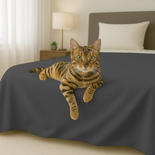 Byour3 - Bettüberwurf Bio-Baumwolle Gemischte Doppelbett Einzelbett Queen Size Bettdecke Sommer Frühling Dekorative Decke Widerstandsfähige Abdeckung Schlafzimmer (Bleigrau, Doppelbett)
