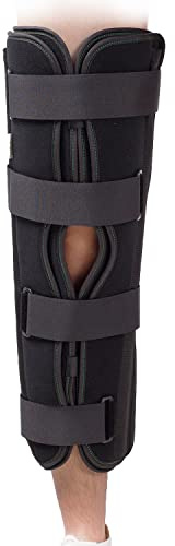 3-Panel Knee Immobilizer Full Leg Support Brace 21 Length Aluminum alloy Straight Knee Splint - for Knee Pre-and Postoperative & Injury or Surgery Recovery Applicable height 5‘3”--6’8“(Update Size M )