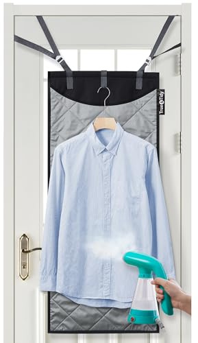 True & Tidy XL Over the Door Protective Clothes Steamer Pad, Ironing and Press Pad, Helps Protect Surfaces While Garment Steaming, with 3 Hanger Hooks