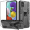 Btstring Funda para Samsung Galaxy A51 4G con Cristal Templado Protector Pantalla, Carcasa Protectora Antigolpes con Soporte Reforzado- Negro