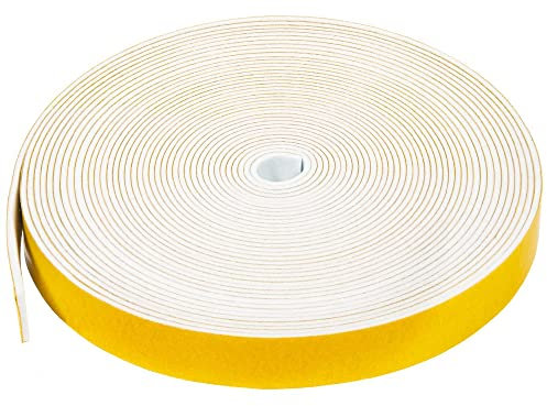 Cinta de sellado autoadhesiva, junta de goma, 12 mm x 1,5 mm, NAVK 10 m, cinta de sellado para puerta, ventana, baño, ducha, ruido y colisión, Blanco