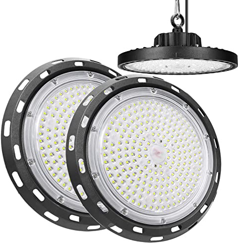 RIGIDON 2x 150W UFO LED High Bay Light, 15000LM Werkstatt LED Strahler, Hallen Beleuchtung, Deckenleuchte 6000K Weiß