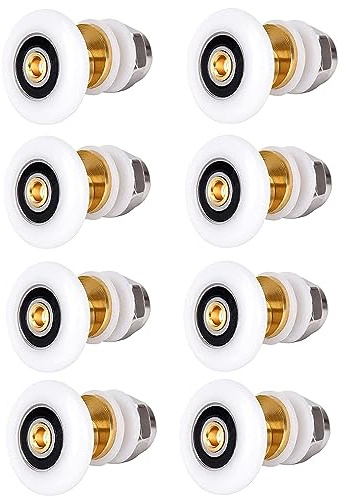 Cokritsm 8PCS 27mm Shower Door Rollers Runners Wheels | 27mm Sliding Shower Doors Wheels, Replacement Part Bathroom Glass Door, Shower Parts Runner Sliding Shower Door Roller Wheel