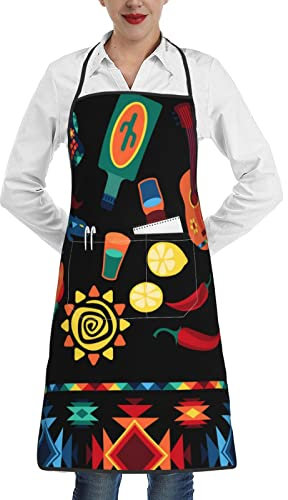 XVBCDFG Kochschürze, verstellbar, wasserdicht, mit Tasche für Küche, Lätzchen, Grillen, Backen, Muay Thai Heiliges Symbol, 8, Einheitsgröße