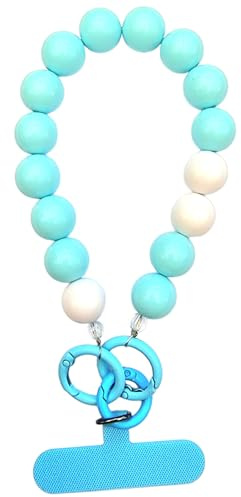 RATASK Mobile Phone Lanyard Wrist Strap, Acrylic Beads Chain Mobile Phone Lanyard, Keychain, charm, (Blue)