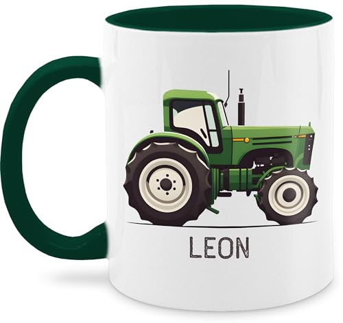 Tasse Tassen 325ml - Traktor mit Name personalisiert I Landwirte Geschenk Landwirt I Traktoren Geschenke Trecker I Landwirtschaft - 325 ml - Dunkelgrün - für teetasse einschulung bulldog