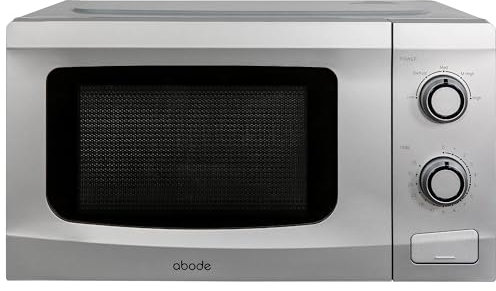 Abode 20L Manual Microwave Silver 700W with 5 Power Levels & Timer, Button & Dial Control, Defrost Function, AMM2001S (Silver, Manual)
