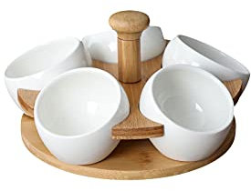 OQHAIR Garniertablett, Porzellan, Holzgitter, Obsttablett, Trockenfrüchte, Snacktablett, Nachmittagstee, Zuhause, Wohnzimmer