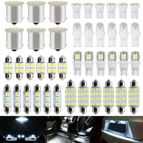 LED Interior Light Kit,42 Pcs Car LED Lights Interior Lights 6000K 12V T10 168 2825 W5W 921 Kit For Car Vehicle Map Dome Door Trunk License Plate Light Bulb