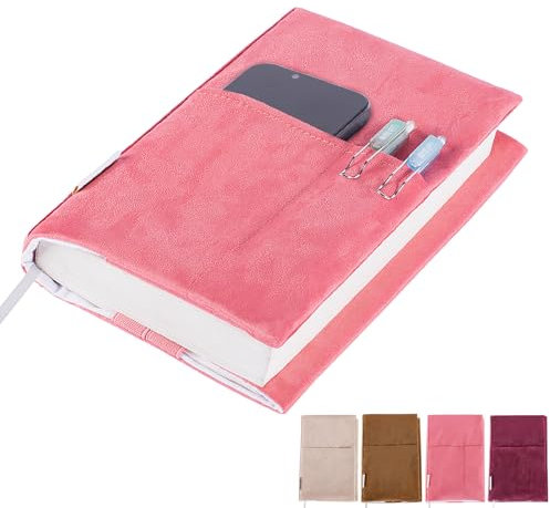 APLUFINE Buchumschläge für Taschenbücher, Buchumschlag aus Samt für Buchliebhaber, Stoffbuchhülle mit Taschen für Buchlieferanten, wiederverwendbare Buchumschläge für Softcover-Bücher, Buchschutz für
