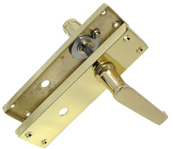 Haven Heritage® Victorian Straight Bathroom Lock Door Handle Set – Brass Plated Internal Lever Handle with Thumb Turn & Fixings | Classic Gold Polished Finish | 150mm x 42mm Backplate
