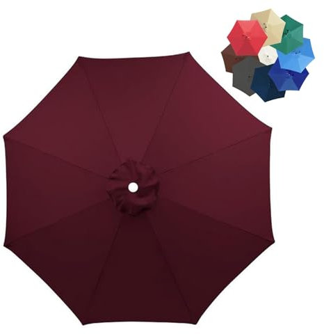 Auvent De Rechange pour Parasol, 2/2,7/3 M, Toile De Parasol Deporté 6 Baleines/8 Baleines,Toile de Rechange pour Parasol (Color : Burgundy, Size : 2.7M-8Arms)