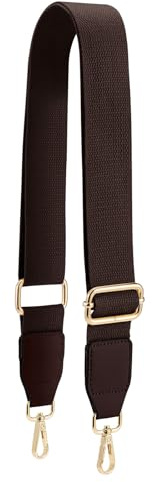 QIUTIMIY Canvas Verstellbarer Ersatz-Taschengurt, breiter Umhängetaschengürtel mit Metalldrehhaken für Messenger Bag Handtasche (Gold-Dunkel braun)