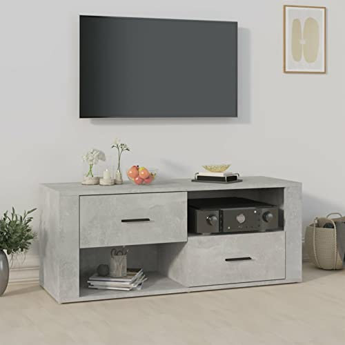 Bulliing TV-Schrank Betongrau 100x35x40 cm Holzwerkstoff Tv Tisch Tv Kommode Spielekonsole FüR Fernseher - 823103