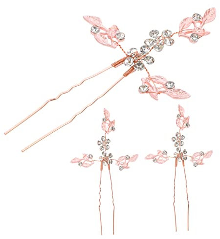 BELLIFFY 3stücke Teiliges Set Haarspangen Für Kristallblätter Haarnadeln U-förmige Haarschmuck Für Hochsteckfrisuren Für Partys Hochzeiten Und Alltagsgebrauch