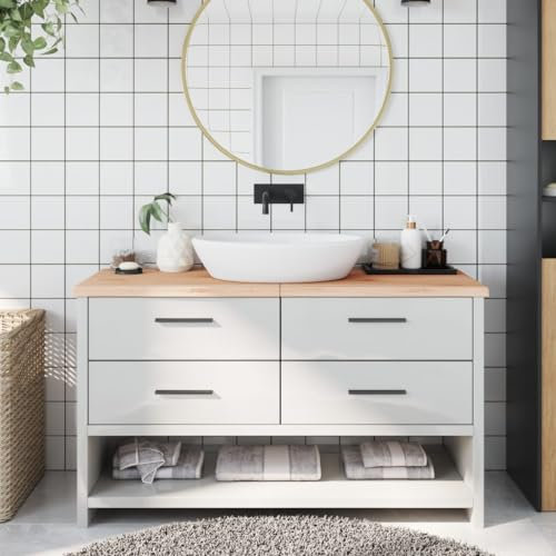 BOWEKAM Home & Garden-Badezimmer-Arbeitsplatte, 140 x 50 x (2-4) cm, unbehandeltes Massivholz-Möbelmöbel Wahl