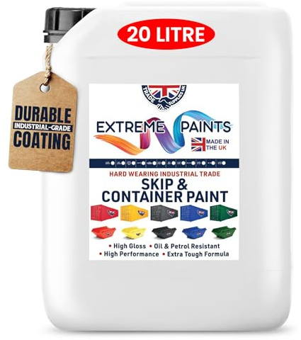 TRADE SUPPLIES UK - Extreme Skip & Container Industrial Paint – High Durability, Gloss Finish, Rust Inhibiting, Heavy-Duty Enamel Paint for Wood, Concrete & Metal - Blue, 20L