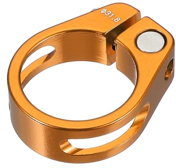 PATIKIL 31,8 mm Fahrradsattelstützenklemme, Aluminiumlegierung Sattelrohrklemme Fahrrad-Schnellspanner für Mountainbike Rennrad Getriebebahn Faltrad Gold