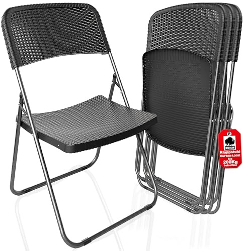 BigDean Klappstuhl Rattan Optik – Campingstuhl belastbar bis 200kg – wetterfester Gartenstuhl Balkonstuhl Campingstuhl klappbar (4)