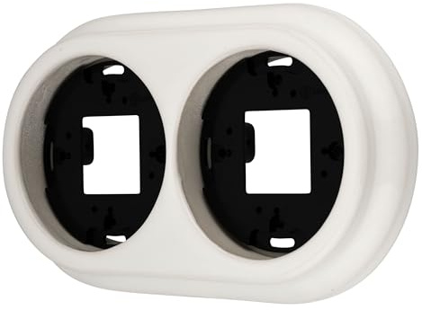 Aufputz Porzellan Retro Rahmen 2-fach, Serie QR1 weiß