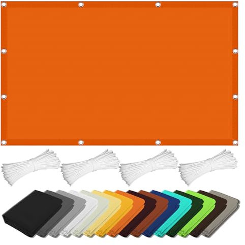 Sun Shade Sail Waterproof Rectangle 1.4 x 3 m Weather Resistant Durable 98% UV Block Sun Shade Sail Canopy with 4 Pcs 1.5M Ropes for Outdoors Garden, Orange