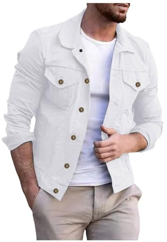 Giacchetto Jeans Uomo, Giubbino Uomo Estivo, Giubbotto Manica Lunga Finta Biker Casuale in Cotone Effetto Denim Moda Giacca Motion Rider Jacket Giacca a Vento per Capispalla Fotografia Biker Moto