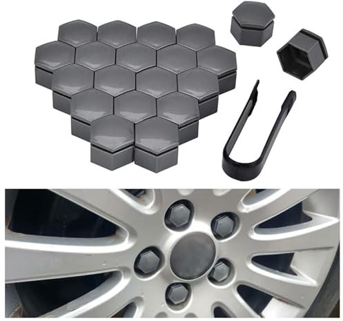 GKLYJCDR 20 Stück Auto Radschraubenkappen, für VW Golf 7 MK7 Polo T-ROC Tiguan Auto Rad Lug Nussabdeckungsschutz Deckbedeckungen Staubdichtes Radschraubenbezüge,B-19mm
