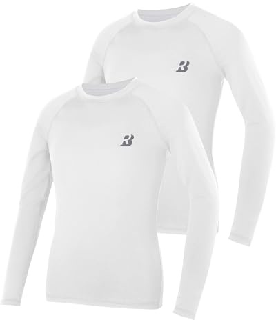 Roadbox Kompressionsshirts für Jungen 1-2 Pack, Sportshirt Langarm & Kurzarm, Atmungsaktives Unterziehshirt Kinder, Skiunterwäsche Fußball Laufen