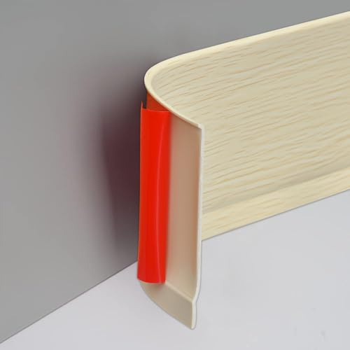 PVC Skirting Board Trim Self-Adhesive,Flexible Skirting Boards Covers,Peel and Stick Wall Base Board Moulding Strip,Baseboard Molding Tape(3 Meters L,10cm W),Beige Wood Grain