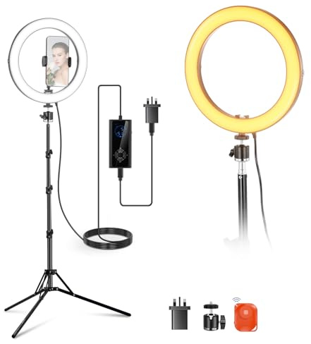 NEEWER 10 20W High Power LED Ring Light for Phone with 71 Tripod Stand, Bi Color Ringlight, Phone Holder Compatible with iPhone for Video Recording Selfie Makeup Studio Live Streaming TikTok, RH10B