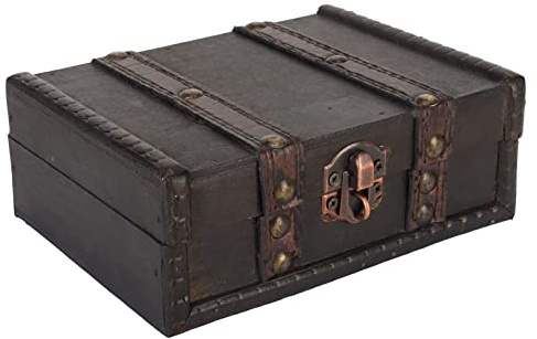 ZJchao Cassa del Tesoro in Legno, 6,1 X 4,7 X 2,4 Pollici di Gioielli Scatola di Gioielli Vintage con Scatola di Tesoro di Blocco Antico di Antichi per Pendenti di