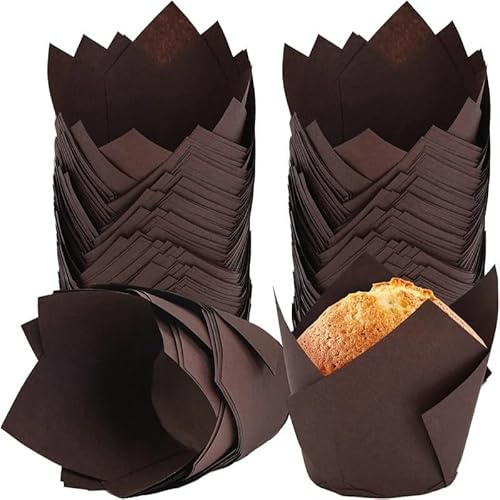 Tulip Muffin Cases for Baking – 50 Pack Cupcake Wrappers, Standard Size Cake Cups for Weddings, Parties, Birthdays & Events – Easy to Use & Remove