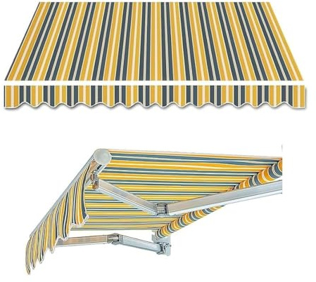 Tessuto di ricambio per tenda da sole retrattile, copertura per tende da esterni a righe, ombrellone parasole (D 400x250cm/13x8ft) resistente alle intemperie, facile da installare