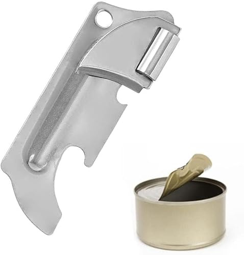 Abrelatas de acero inoxidable, estilo militar, abrelatas portátil, llavero para cocina, viajes, camping, supervivencia manual