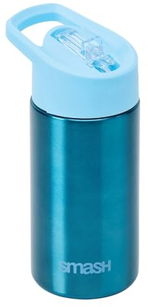 Smash Stainless Steel Drink Bottle with Flip Top Lid and Straw - Bubble Blue 500ml