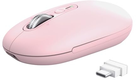Trust Seron Wiederaufladbare Kabellose Maus Ultraschnelles Scrollrad, Rosa | Horizontales Scrollen, Bluetooth + 2.4GHz, Leise Tasten, 65% Recyclingkunststoff, Mehrgeräte Funkmaus, Laptop PC Mac