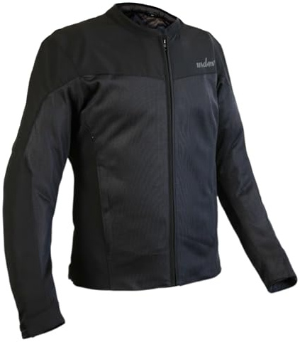 MDM Giacca da motociclista estiva da uomo, in rete con protezioni, traspirante, con paraschiena e ventilazione, colore: nero, Nero , L