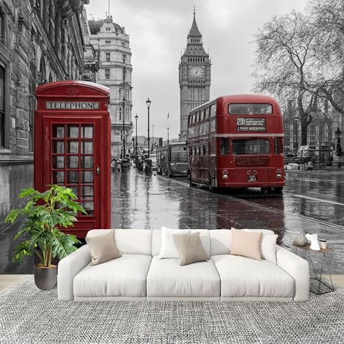 Papel Pintado Panorámico 350x256 cm Paisaje Londres Big Ben Fotomurales Tejido No Tejido Decoración de Habitaciones y Salones Habitación Niño Ciudad Poster Murales Panorámica