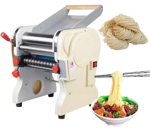 Dough Sheeter Electric Pasta Maker, Stainless Steel Noodle Cutter Machine for Home and Commercial Use, 18cm to 22cm Wide Knife